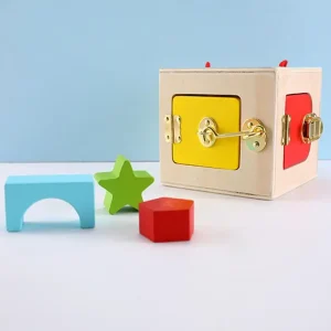 Wood Lock Activity Cube Sensory Box  Learning toys