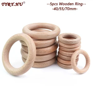 5Pcs Food Grade Beech Wood  Baby Teether