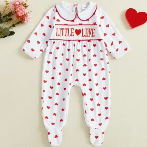 Girl Rompers with Long Sleeves and Footed