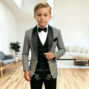 Fashion Plaid Boys 3 Piece Suit  For Kids